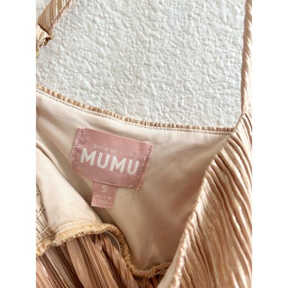 Show Me Your Mumu GNO Mini Dress Gold Pleated S - Picture 5 of 7